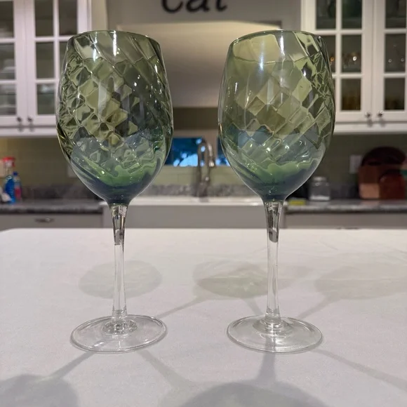 Pier 1 Green Wine Glasses - Picture 5 of 6